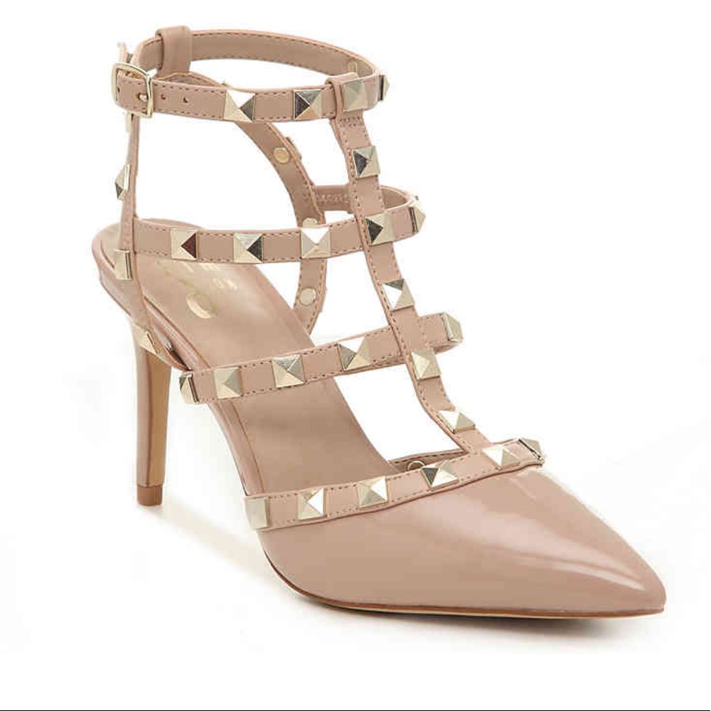 Studded nude heels